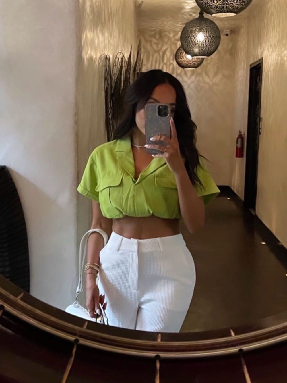 Unbranded Lime Green Cropped Utility shirt
